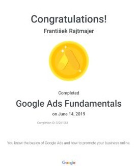 Certifikát Google Ads